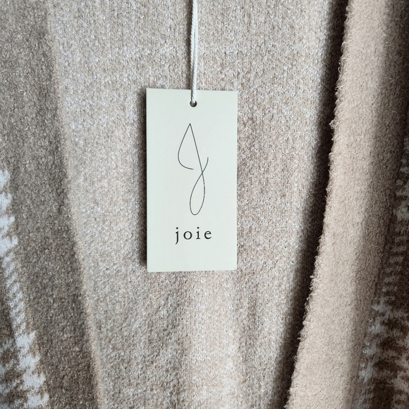 Joie Womens Tan Houndstooth/Glen Plaid Open Front Cardigan Sweater-Size S (NWT) - Picture 3 of 5